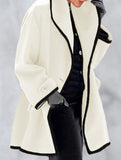 round neck loose hooded woolen coat