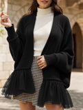 Ruffled mesh knit sweater