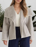 Casual contrast loose fit cardigan