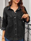 Retro loose casual split denim shirt
