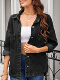 Retro loose casual split denim shirt