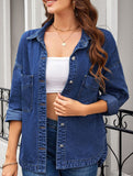 Retro loose casual split denim shirt