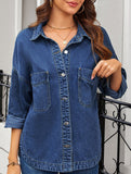 Retro loose casual split denim shirt