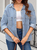 Retro loose casual split denim shirt