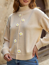 Crochet half-mocked pullover sweater