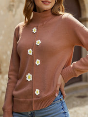 Crochet half-mocked pullover sweater