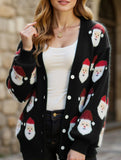 Casual Santa Jacquard Cardigan Sweater