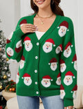 Casual Santa Jacquard Cardigan Sweater
