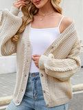Long-sleeved V-neck cable-knit cardigan