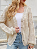 Long-sleeved V-neck cable-knit cardigan