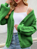 Long-sleeved V-neck cable-knit cardigan