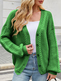 Long-sleeved V-neck cable-knit cardigan