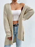 Loose mid-length V-neck solid color sweater