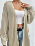 Loose mid-length V-neck solid color sweater