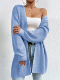 Loose mid-length V-neck solid color sweater