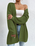 Loose mid-length V-neck solid color sweater