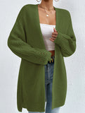 Loose mid-length V-neck solid color sweater