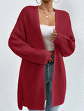 Loose mid-length V-neck solid color sweater