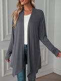 Casual long solid color long-sleeved cardigan