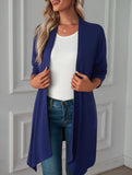 Casual long solid color long-sleeved cardigan