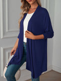 Casual long solid color long-sleeved cardigan