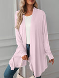 Casual long solid color long-sleeved cardigan