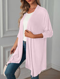 Casual long solid color long-sleeved cardigan