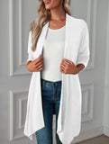 Casual long solid color long-sleeved cardigan
