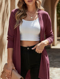Casual long solid color long-sleeved cardigan