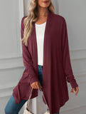 Casual long solid color long-sleeved cardigan