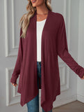 Casual long solid color long-sleeved cardigan