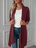 Casual long solid color long-sleeved cardigan