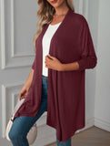 Casual long solid color long-sleeved cardigan