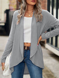 Women's knitted solid color loose cardigan