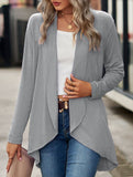 Women's knitted solid color loose cardigan