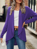 Women's knitted solid color loose cardigan