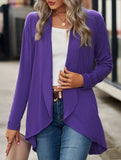 Women's knitted solid color loose cardigan