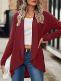 Women's knitted solid color loose cardigan