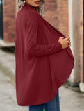 Women's knitted solid color loose cardigan