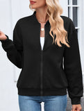 Crew neck zipper loose long sleeve sweatshirt