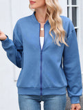 Crew neck zipper loose long sleeve sweatshirt