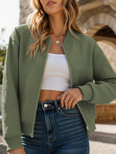 Crew neck zipper loose long sleeve sweatshirt