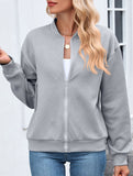Crew neck zipper loose long sleeve sweatshirt