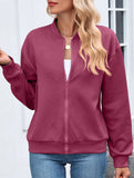 Crew neck zipper loose long sleeve sweatshirt