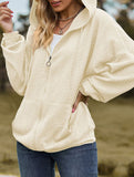 Pocket long-sleeved loose hooded sweatshirt