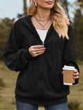 Pocket long-sleeved loose hooded sweatshirt