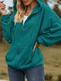 Pocket long-sleeved loose hooded sweatshirt