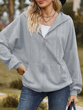 Pocket long-sleeved loose hooded sweatshirt