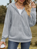 Pocket long-sleeved loose hooded sweatshirt