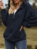 Pocket long-sleeved loose hooded sweatshirt